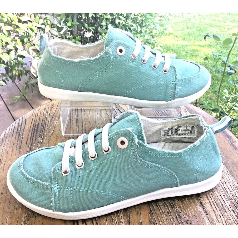 Vionic Beach Pismo Canvas Sneaker Sz 8.5 Minty Aqua Seafoam Green Orthotic